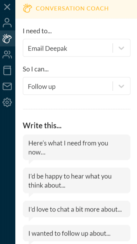 Conversation Coach Sample Suggestions