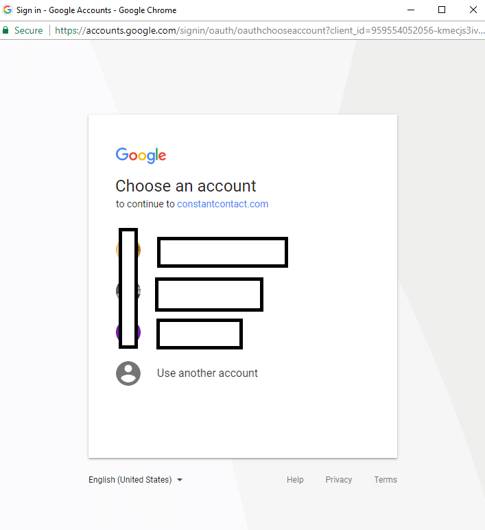 Sign in with Google Account Page