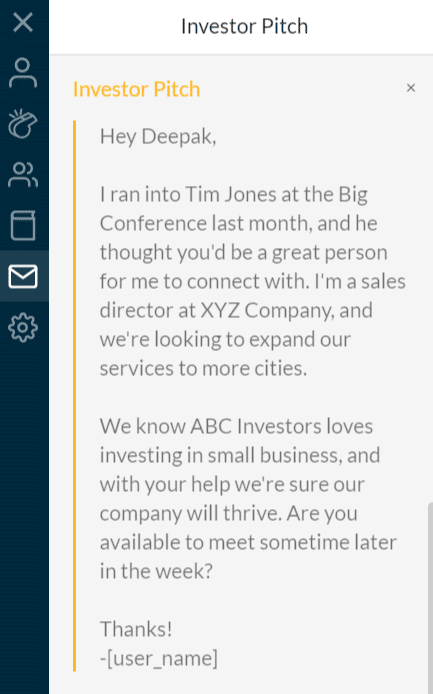 Investor Pitch Sample Email