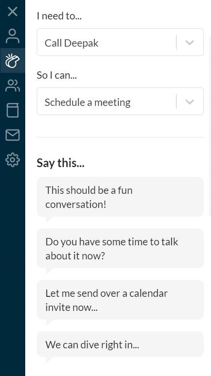 Conversation Coach Sample Suggestions