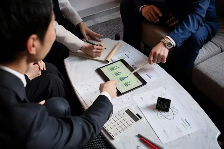 Business people working with ipad high angle 23 2150103555