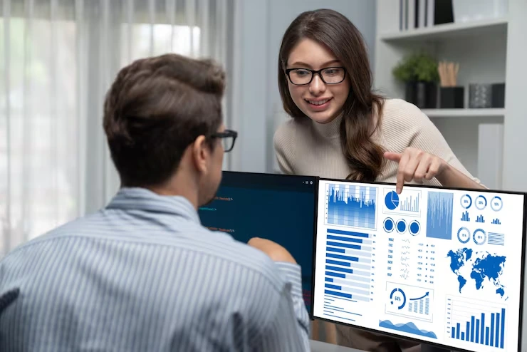 Analyzing data on computer screen