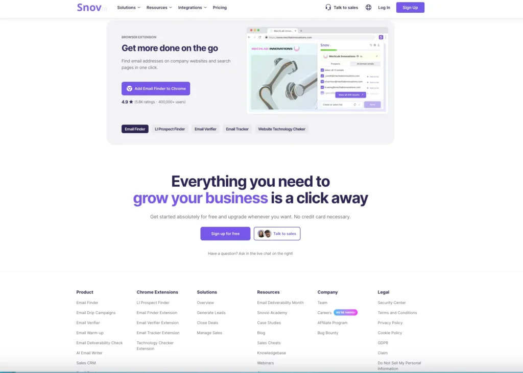 This image is a screenshot of Snov.io, best cold lead generation & sequencing tool.